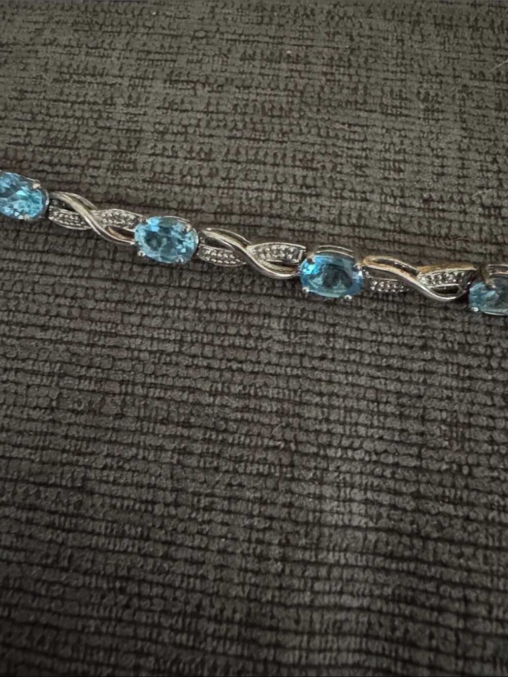 925 Sterling Silver Swiss Blue Topaz Infinity Wave Tennis Bracelet 7.25” CW - Picture 2 of 3
